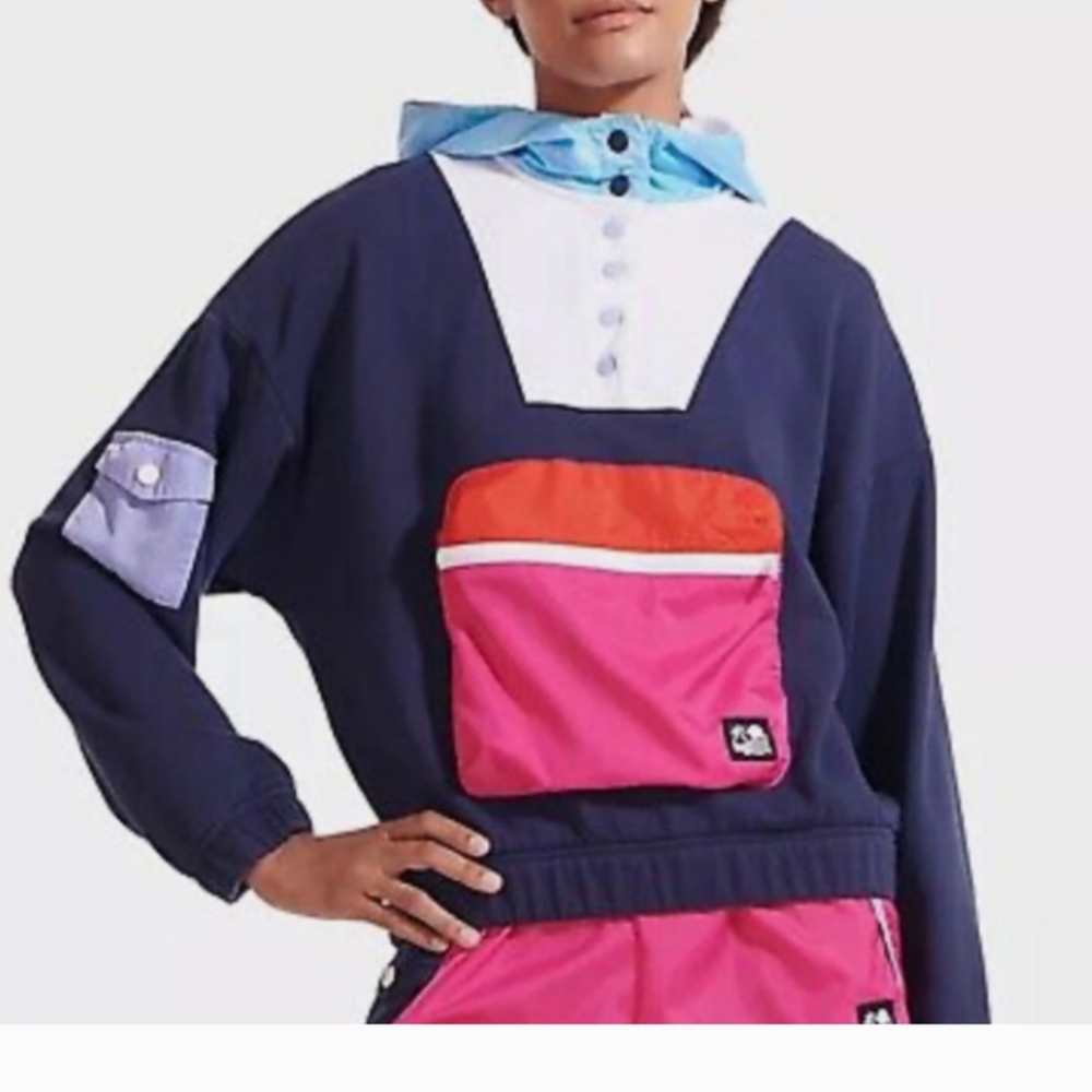 STAUD x New Balance HOODIE Women's Large blue pink color block nwt